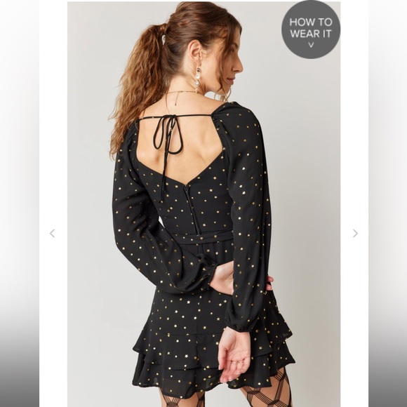 Francesca’s Gold Star Black Mini Dress - Picture 3 of 5